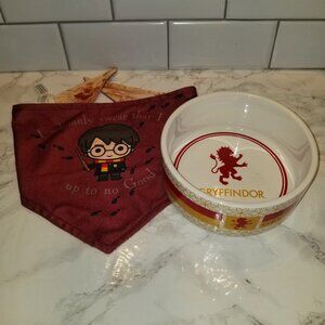 Harry Potter: Gryffindor Pet Bowl & Marauder's Map Reversible Pet Bandana